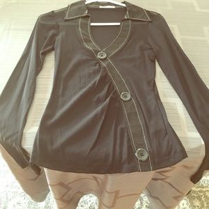 Black faux button top